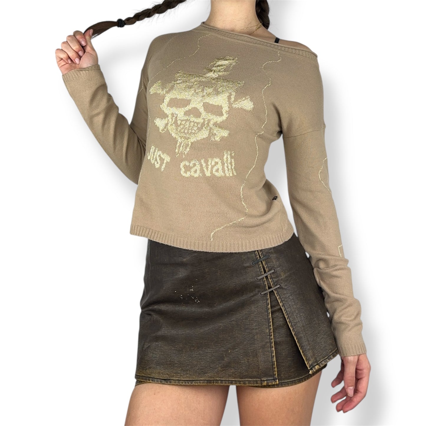 Just Cavalli Cashmere Shimmer Skull Knit