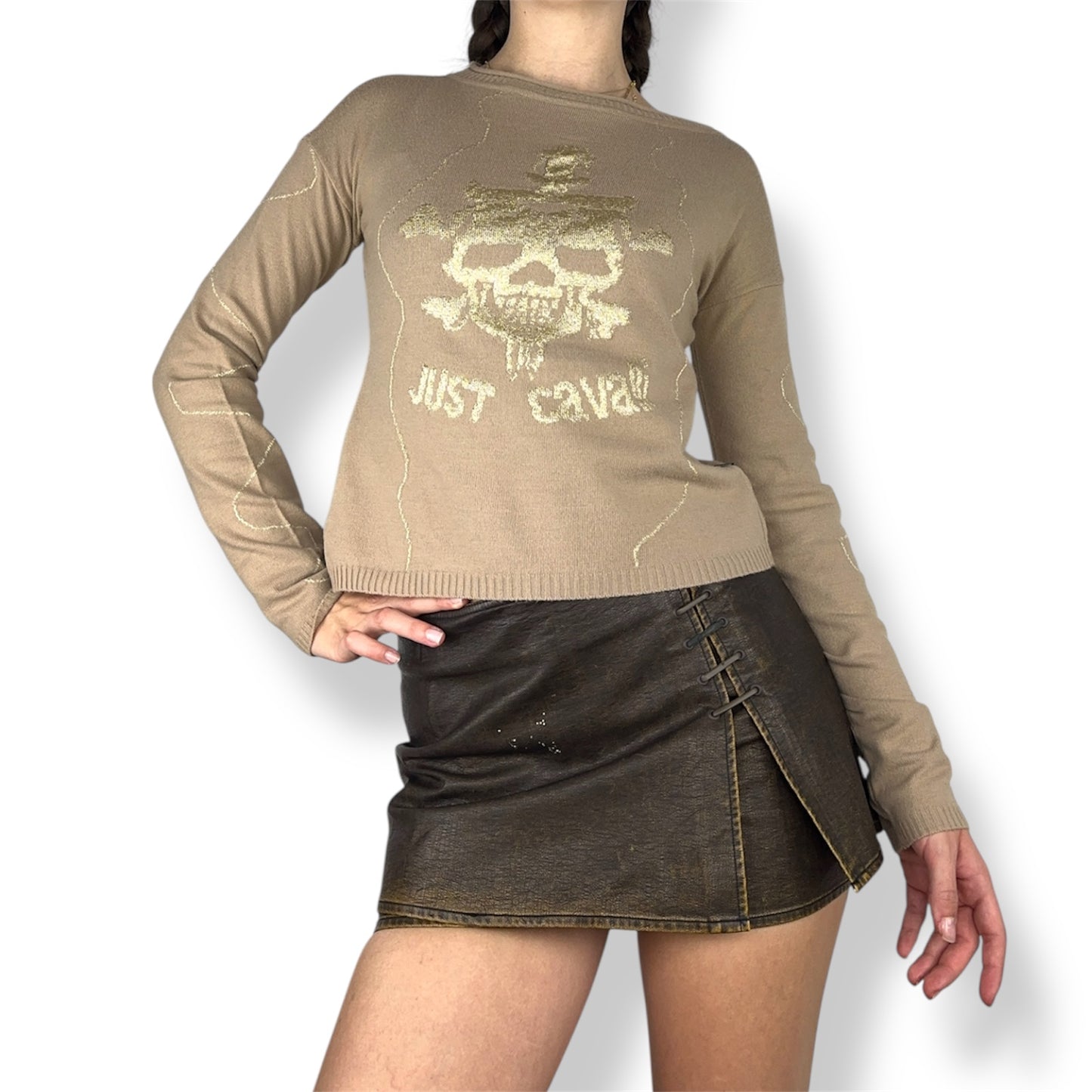 Just Cavalli Cashmere Shimmer Skull Knit