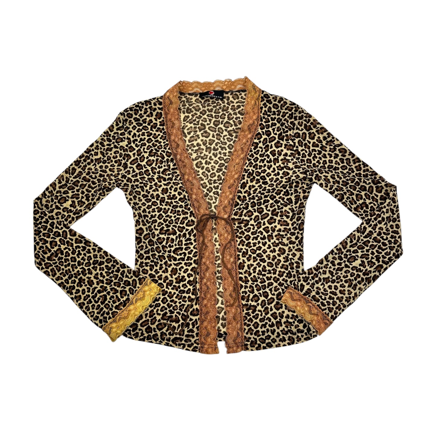 Leopard Mesh Tie Up Top