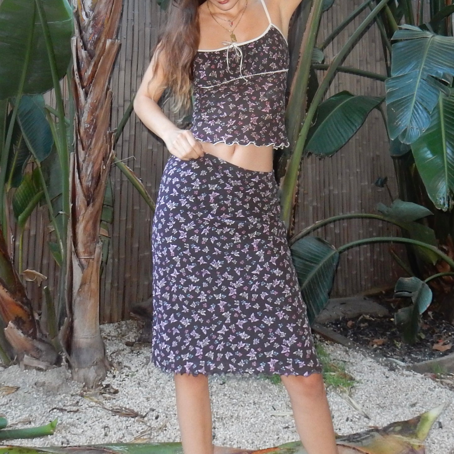 Butterfly Midi Skirt & Cami Set
