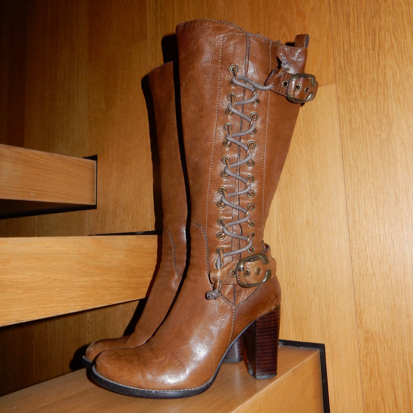 90s Genuine Leather Tie Up Boots