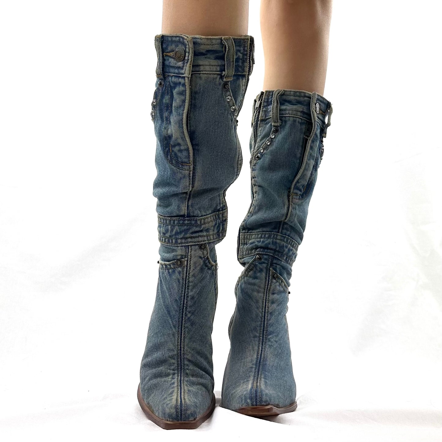 Denim Rhinestone Boots