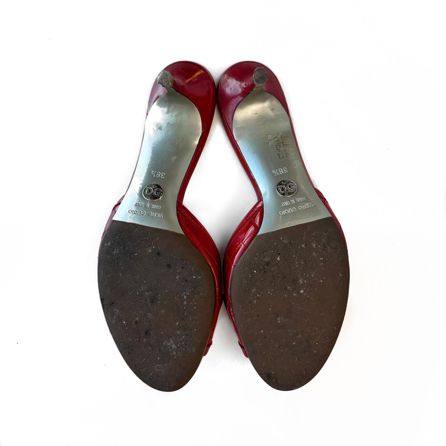 Dolce & Gabbana Red Leather Kitten Heels