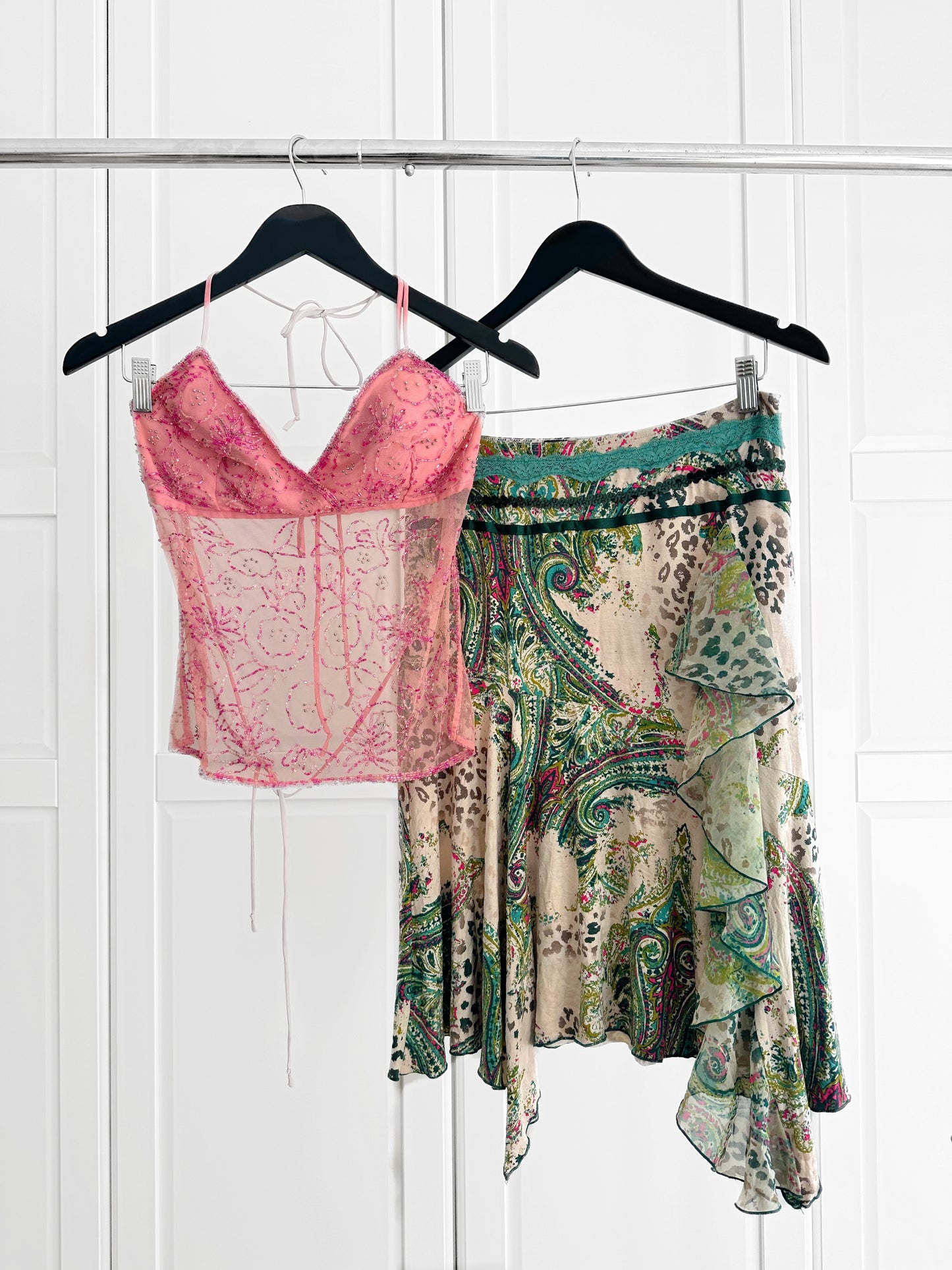 Pink Beaded Backless Top
