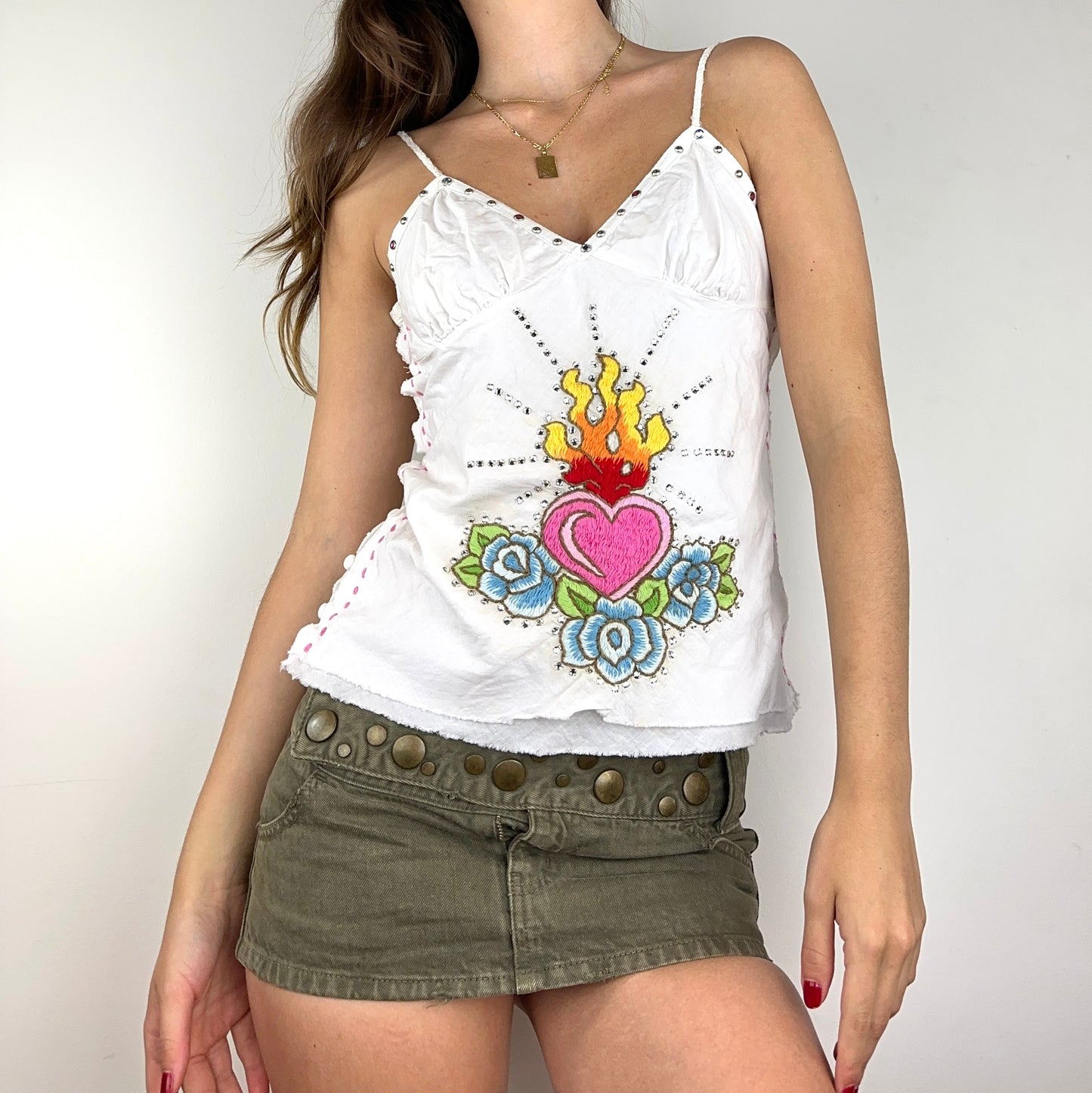 Burning Heart Embroidered Cami