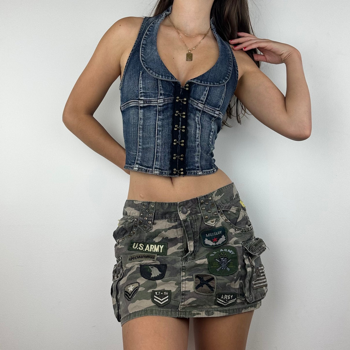 Camo Military Cargo Mini Skirt