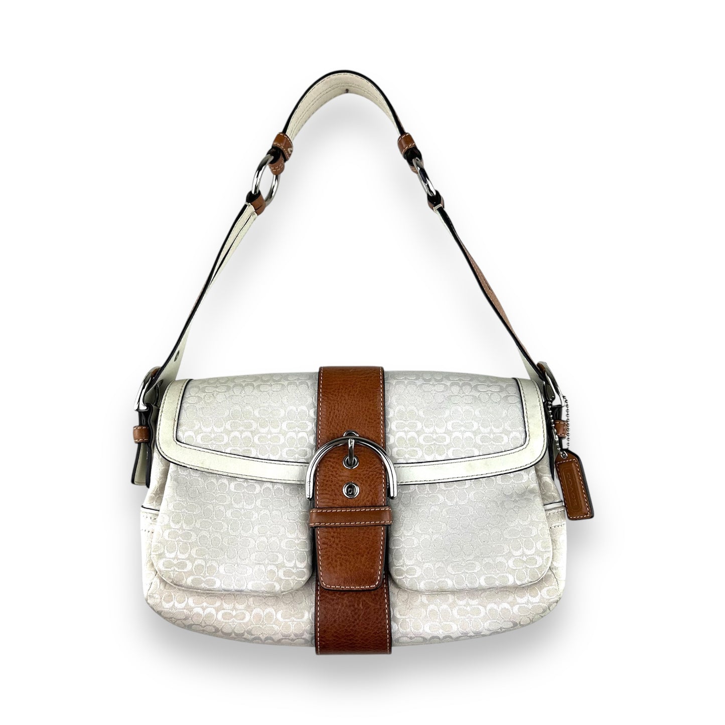 Coach Monogram Leather Buckle Bag