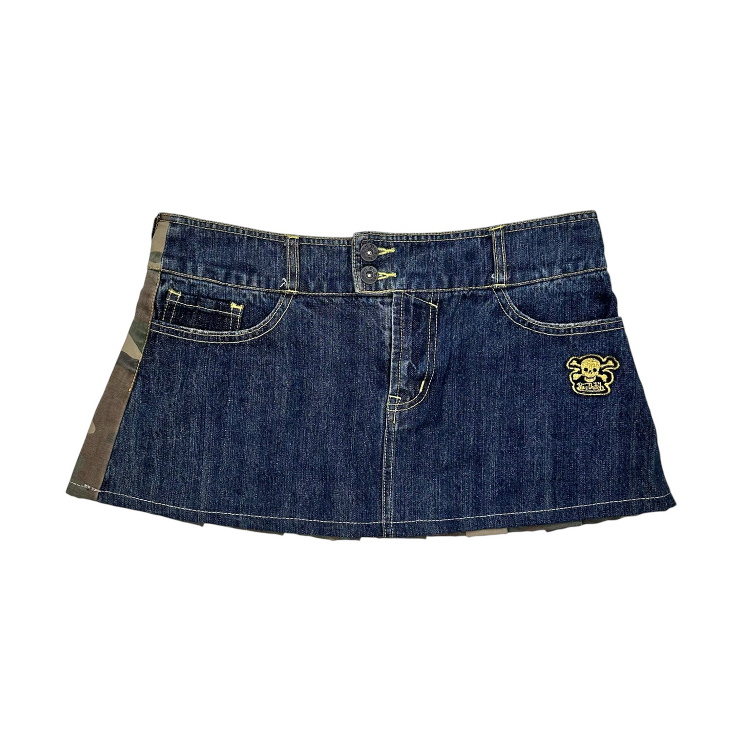 Von Dutch Camo Denim Mini Skirt