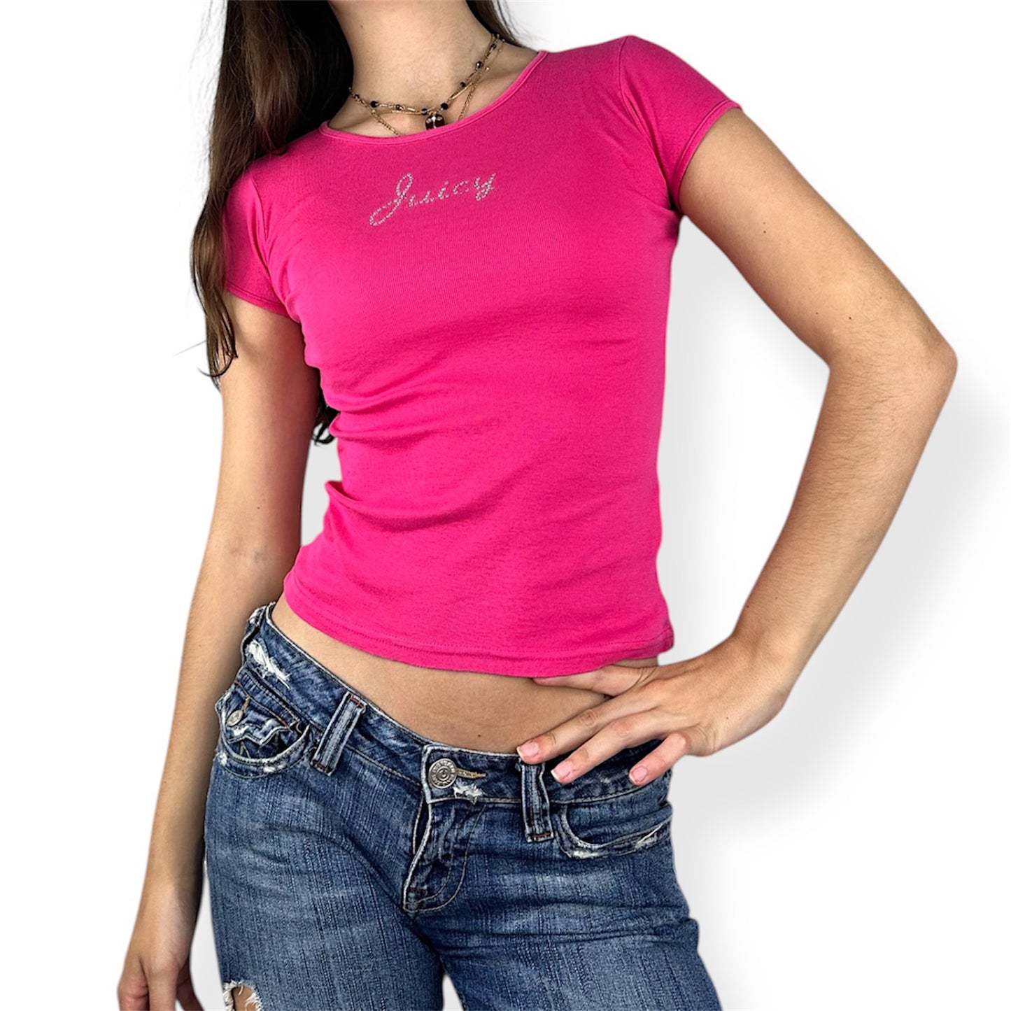 Juicy Couture Pink Rhinestone Baby Tee