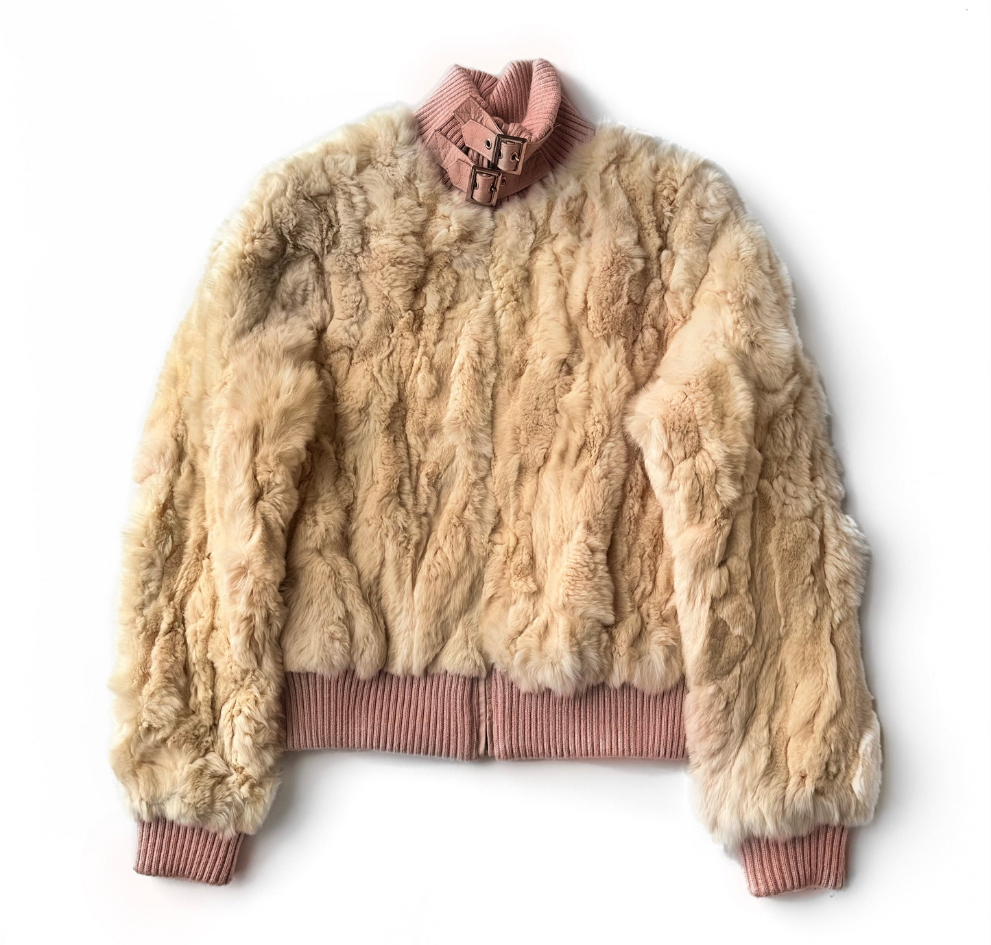 Pink & Tan Genuine Fur Jacket