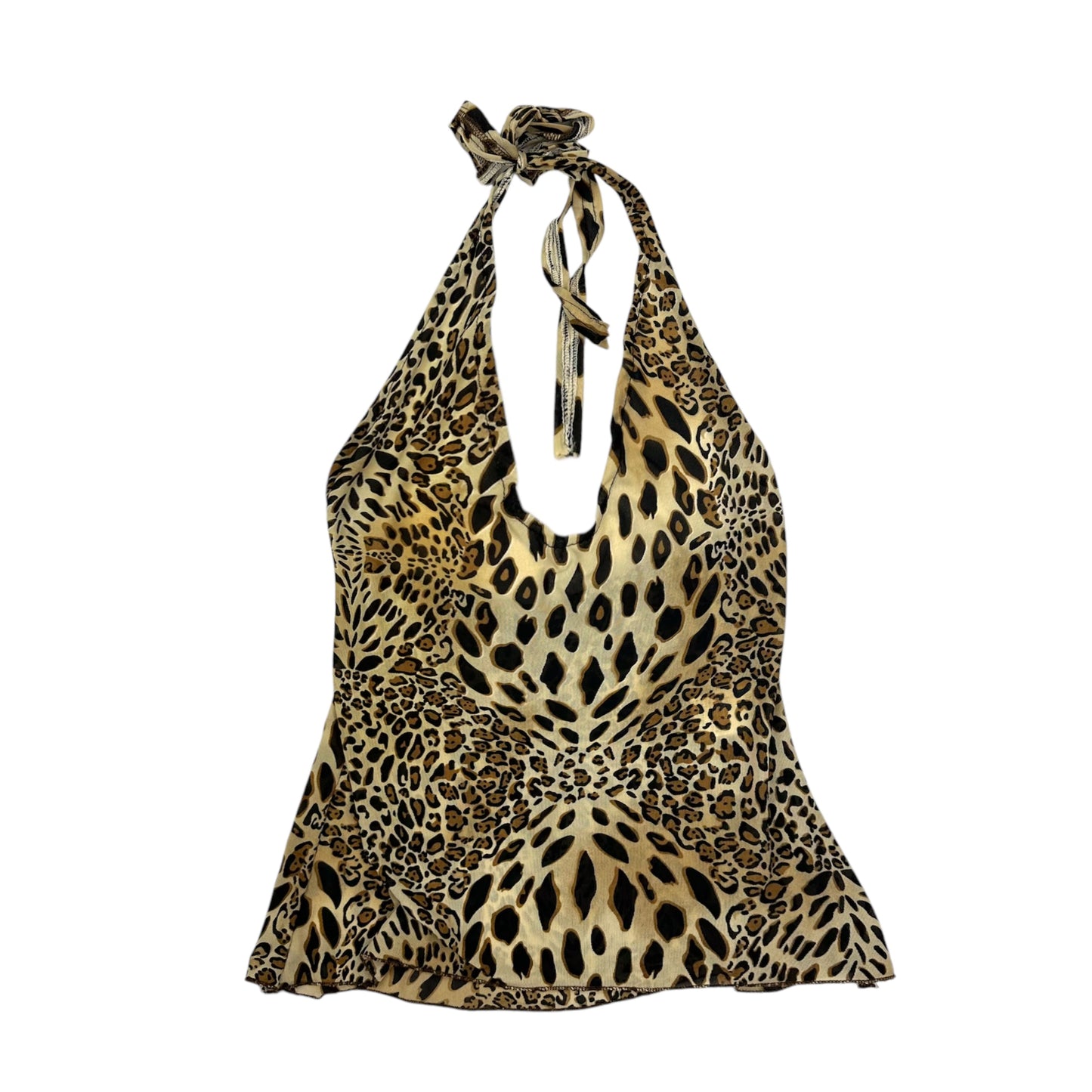 Leopard Mesh Halter Tank