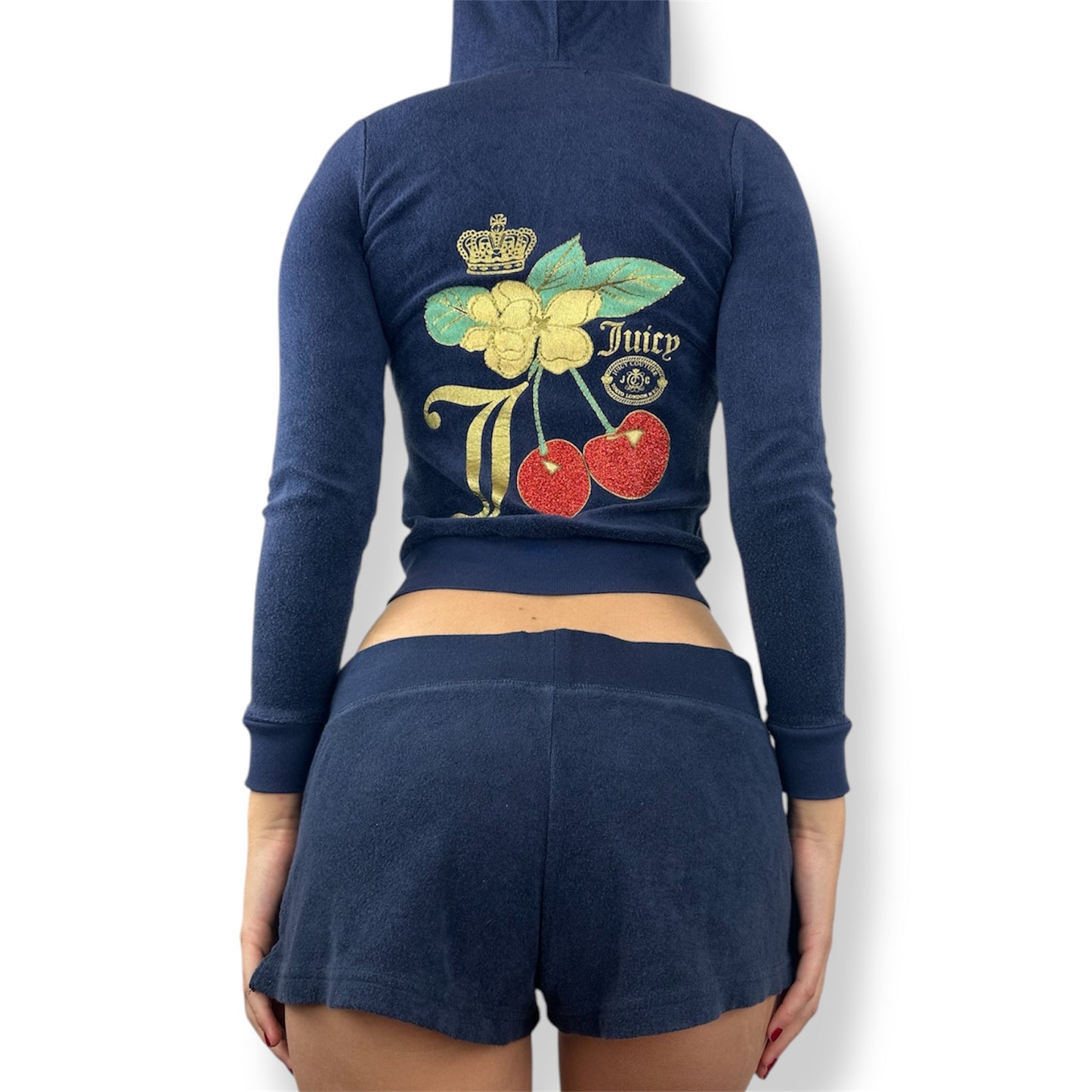 Juicy Couture Navy Rhinestone Mini Shorts