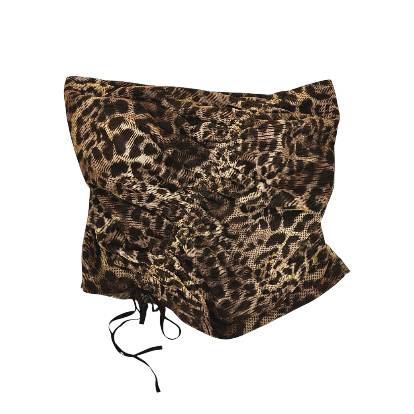 Leopard Mesh Ruched Tube Top