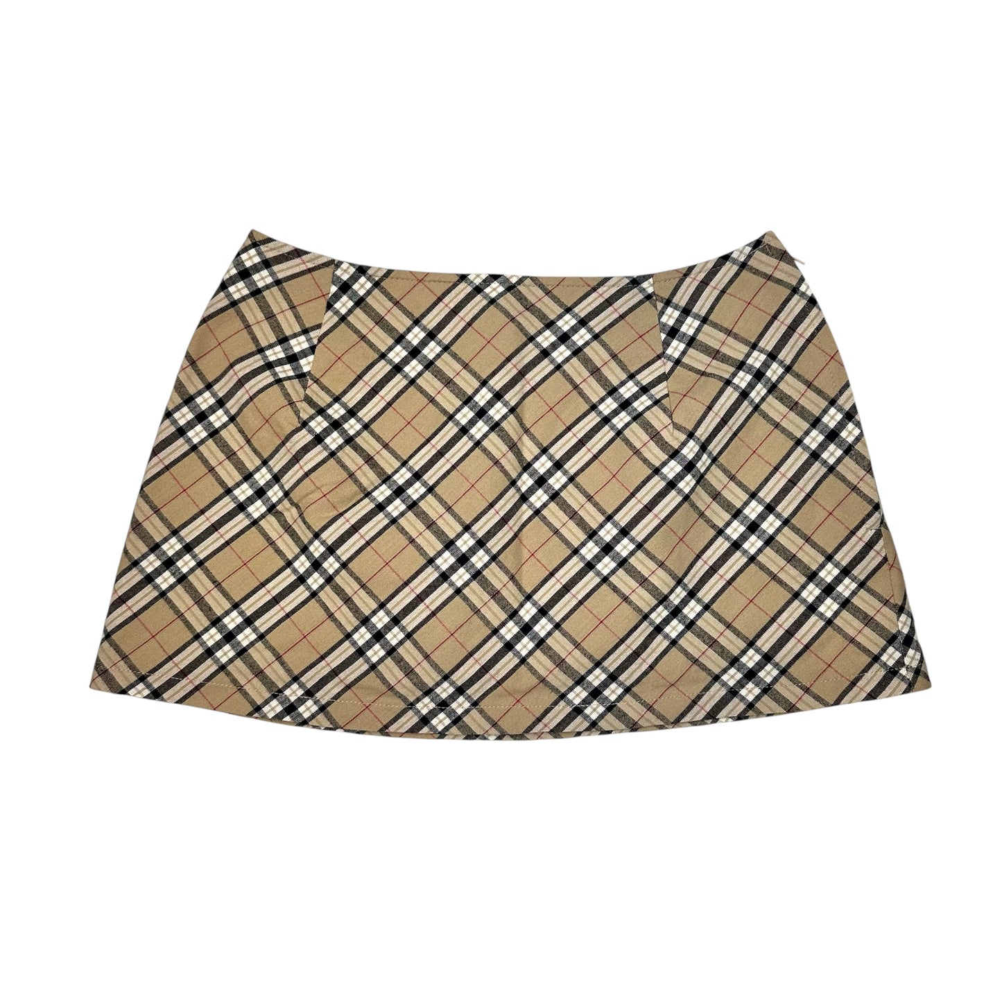 Tan Checkered Mini Skirt