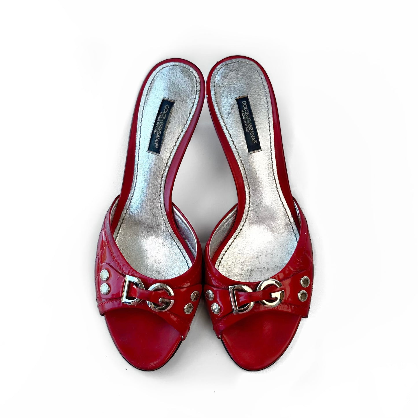 Dolce & Gabbana Red Leather Kitten Heels