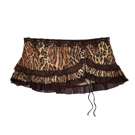 Leopard Mesh Ruffle Mini Skirt