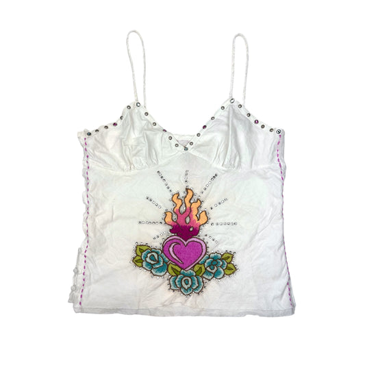 Burning Heart Embroidered Cami
