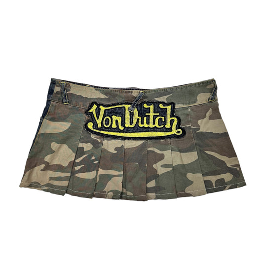 Von Dutch Camo Denim Mini Skirt