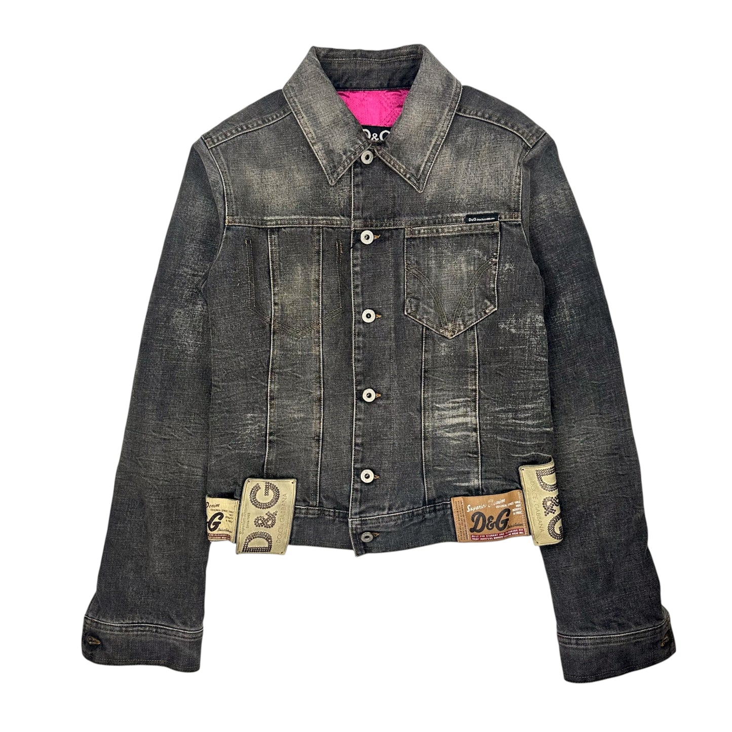 Dolce & Gabbana AW2003 Dark Denim Leather Patch Jacket