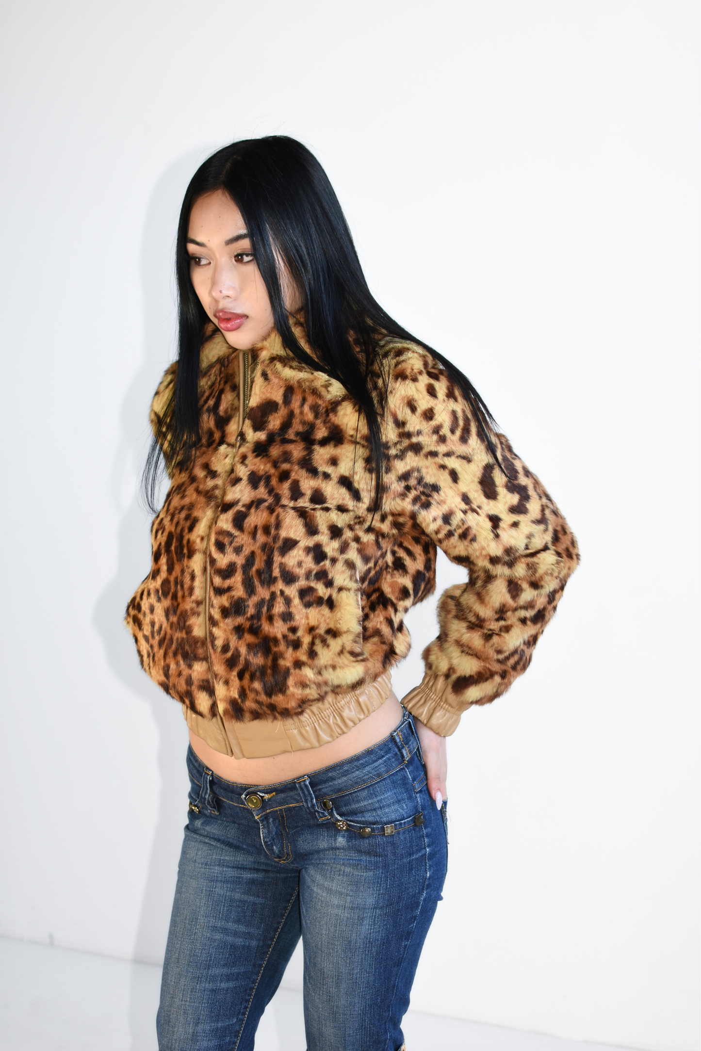 Genuine Fur Leopard Print Jacket
