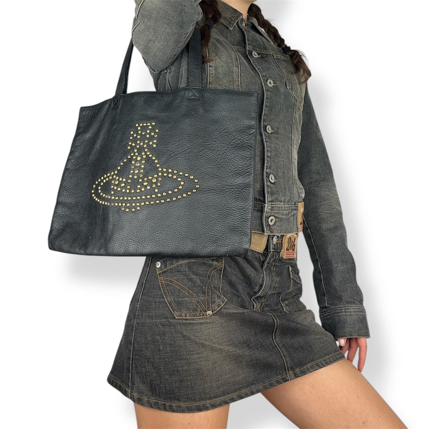 Vivienne Westwood Leather Studded Tote Bag