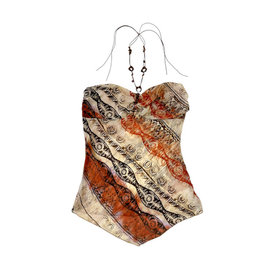 Mesh Pattern Beaded Halter