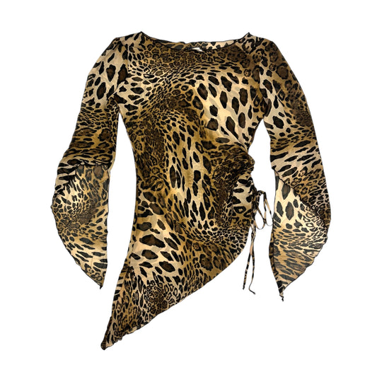 Asymmetrical Mesh Leopard Top
