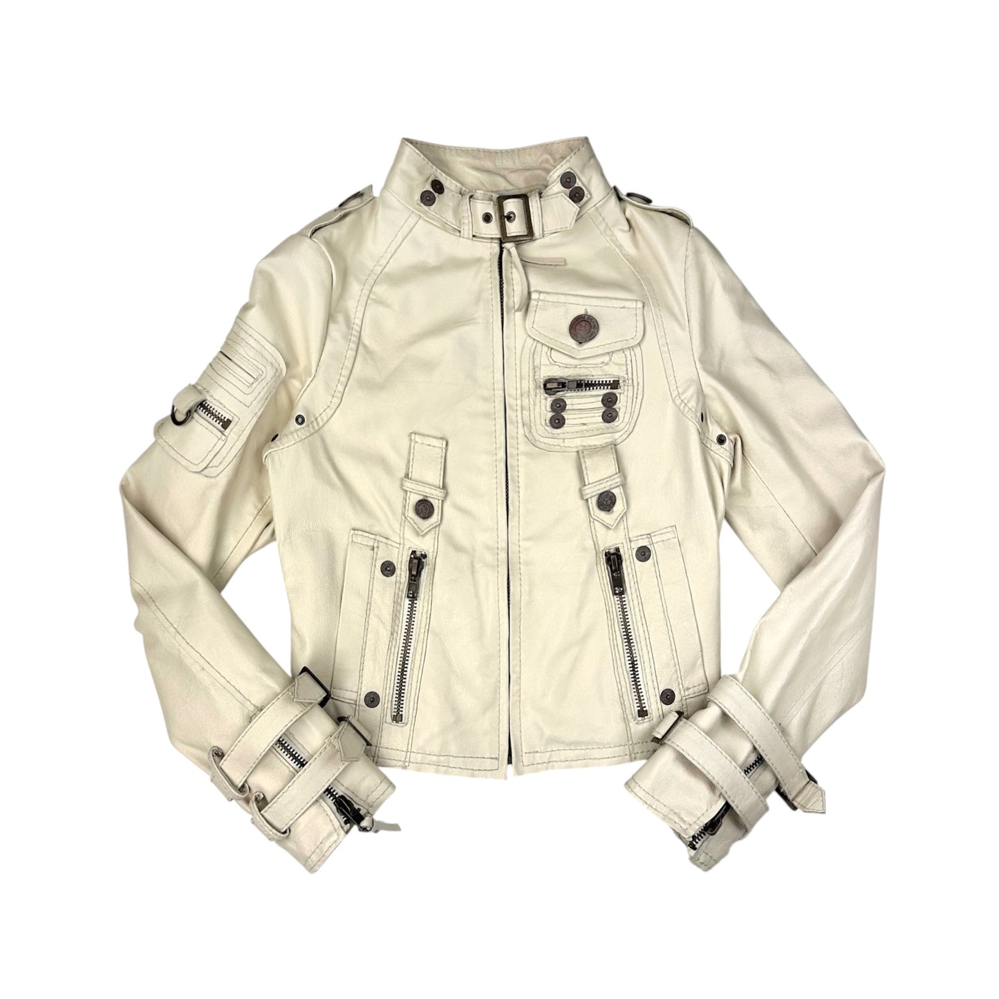 White Moto Leather Jacket