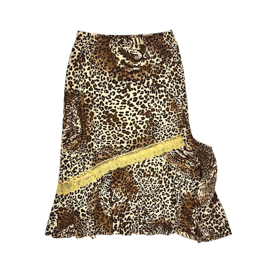 Leopard Print Lace Midi Skirt