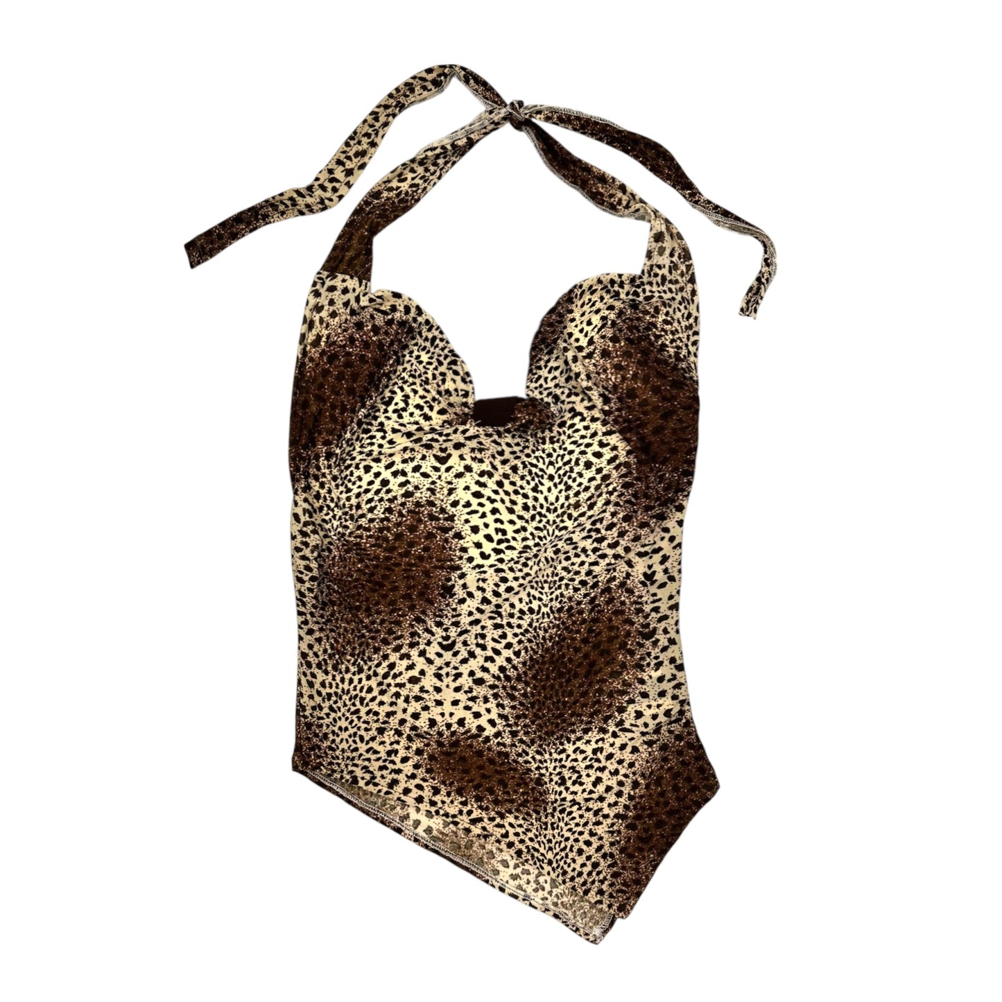 Leopard Print Asymmetrical Halter