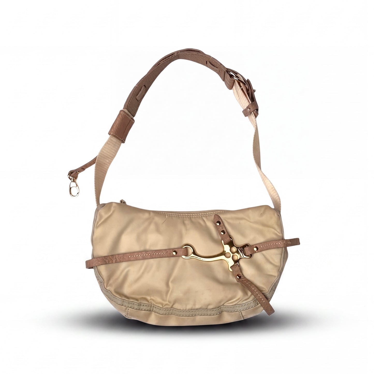 Cavalli Tan Gold Metal Bag