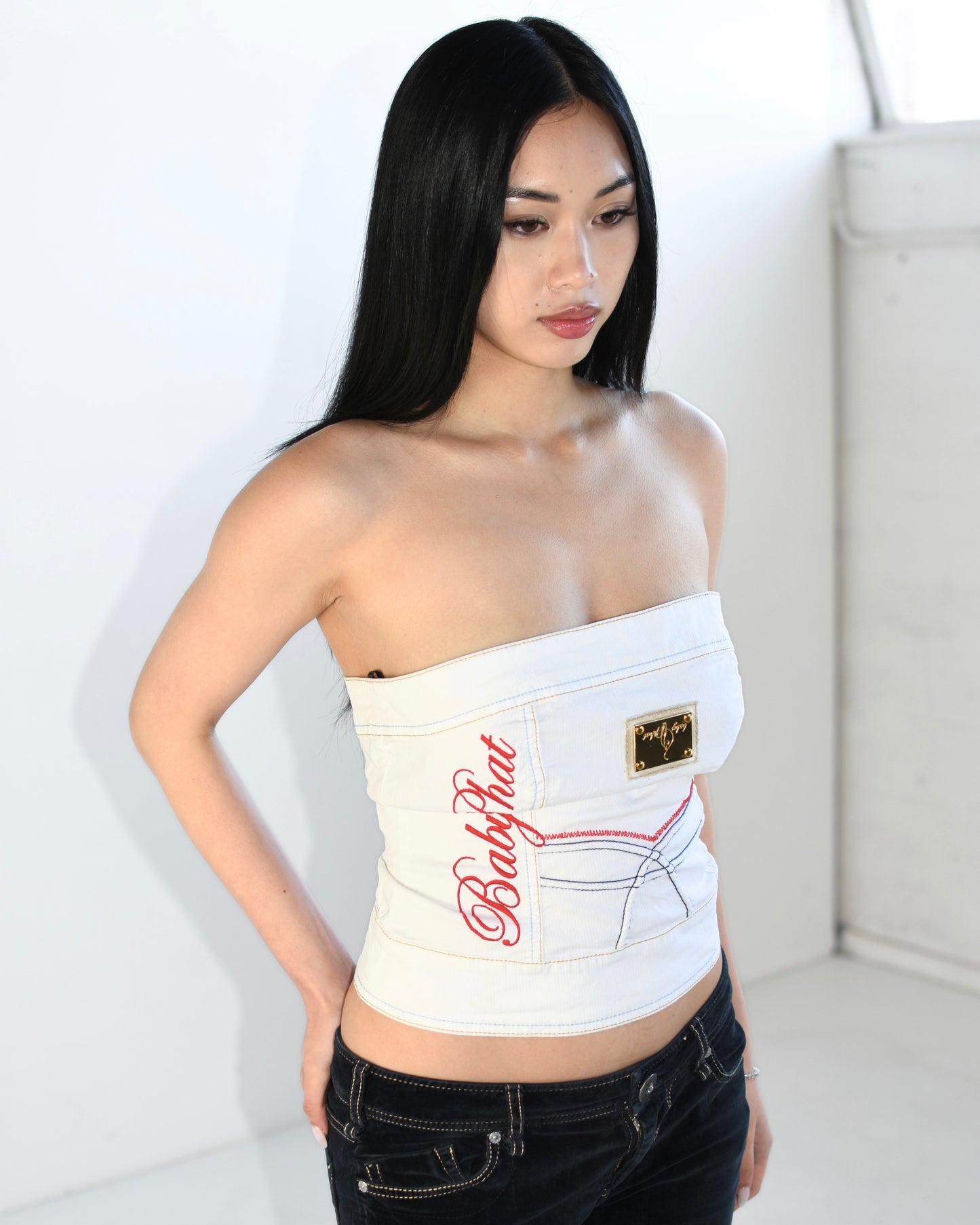 Baby Phat 2000s White Denim Top