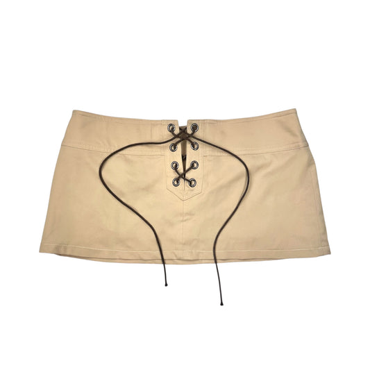 Tan Tie Up Mini Skirt