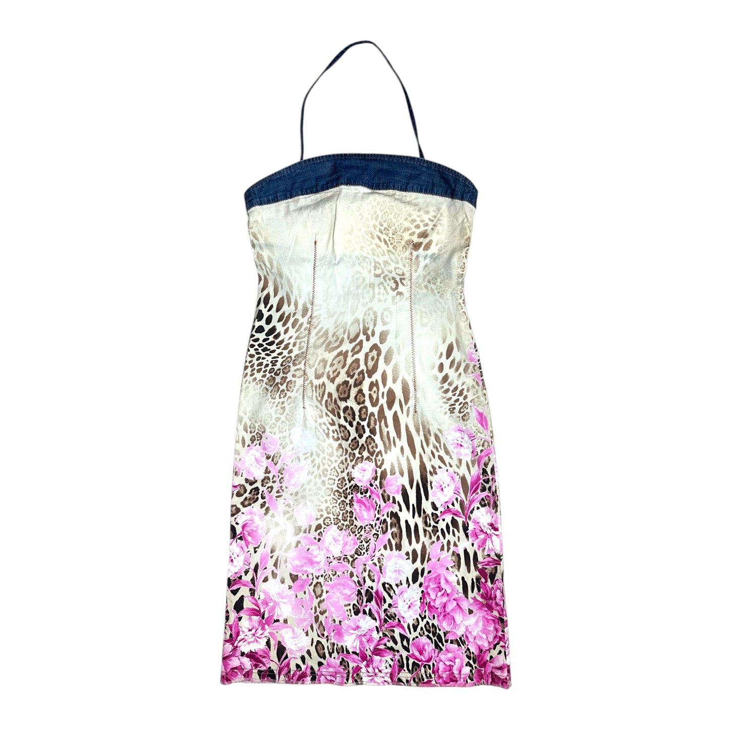 Leopard Flower & Denim Midi Dress