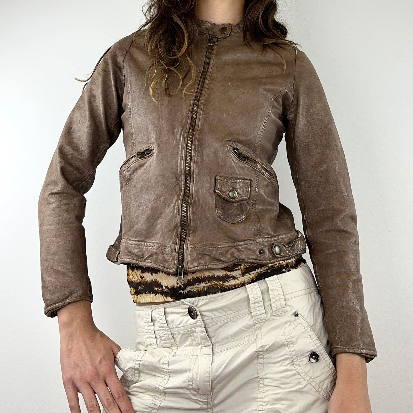 Brown Leather Moto Jacket