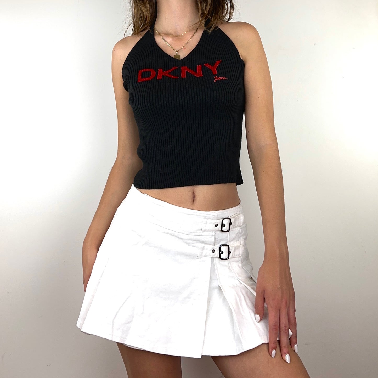 Deadstock DKNY Sequin Ribbed Knit Halter