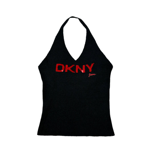 Deadstock DKNY Sequin Ribbed Knit Halter
