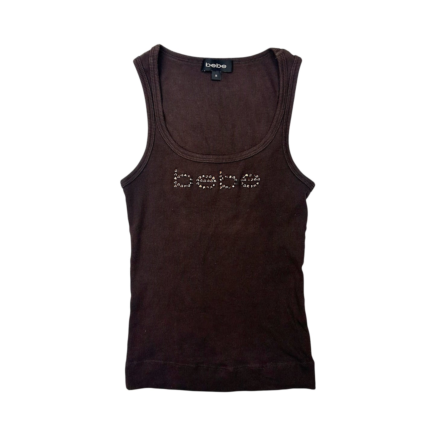 Bebe Brown Rhinestone Tank