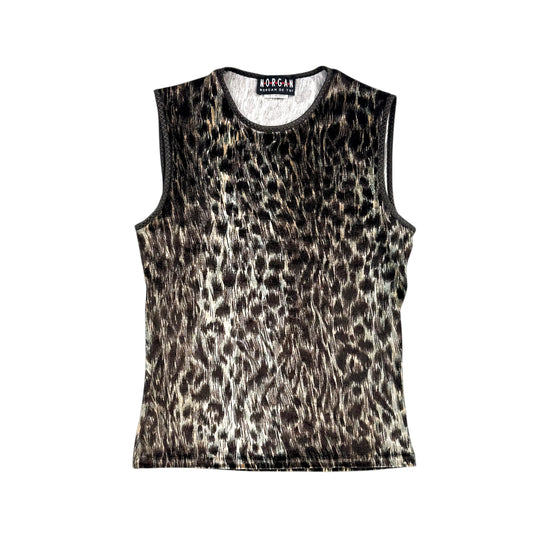 Morgan De Toi Velour Leopard Print Tank