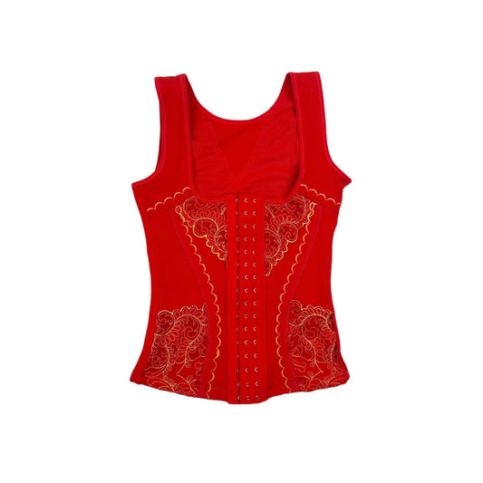 Red Embroidered Corset