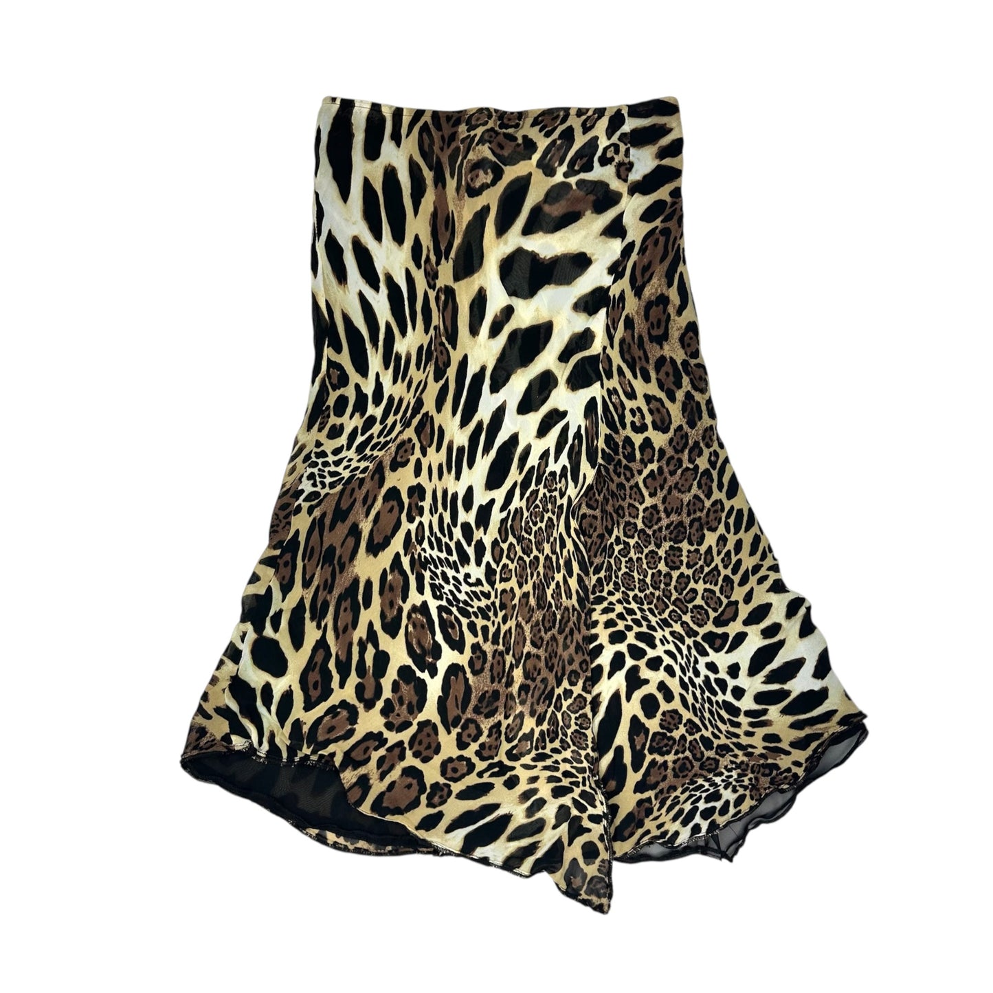 Leopard Mesh Midi Skirt