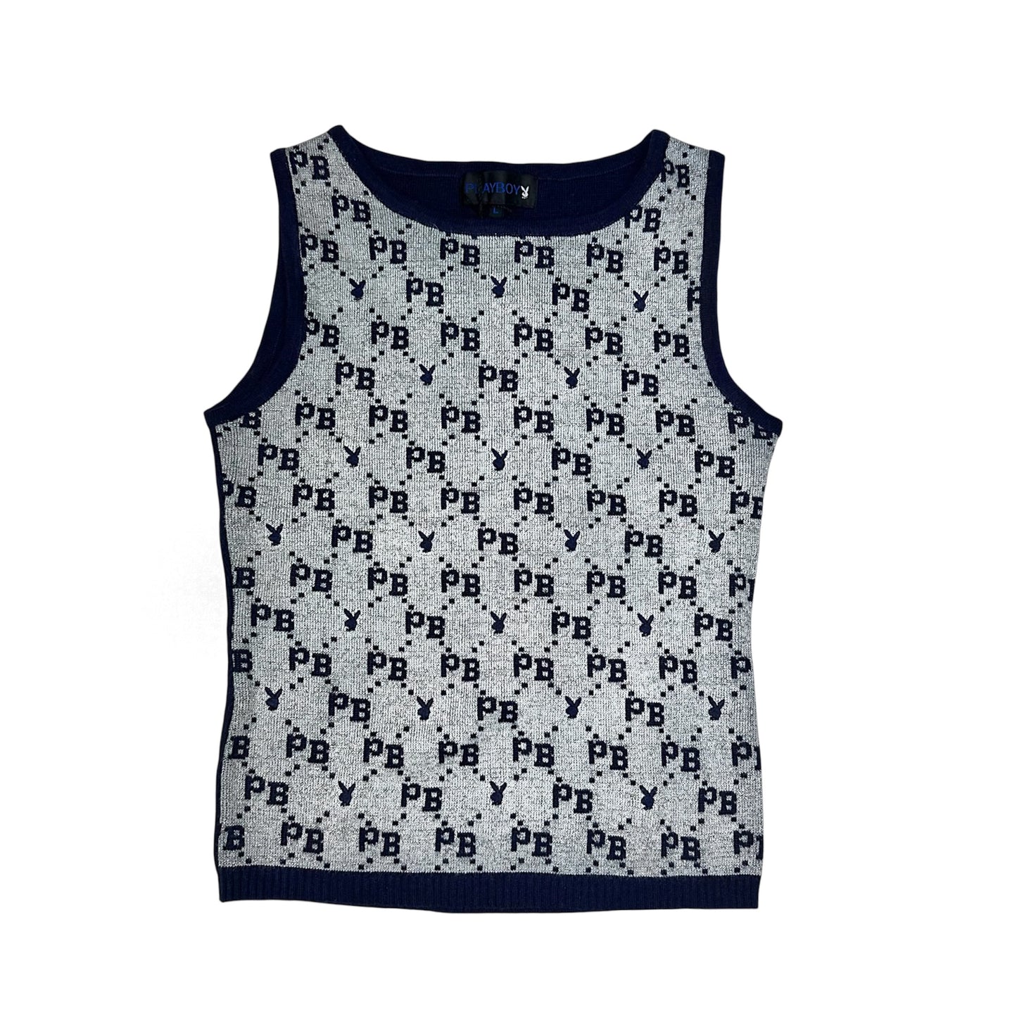 Playboy Blue Silver Knit Tank