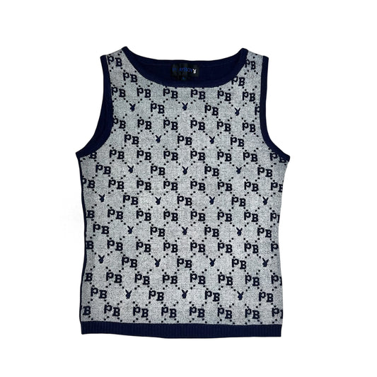 Playboy Blue Silver Knit Tank