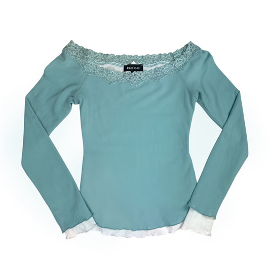 Bebe Mesh Lace Layered Top