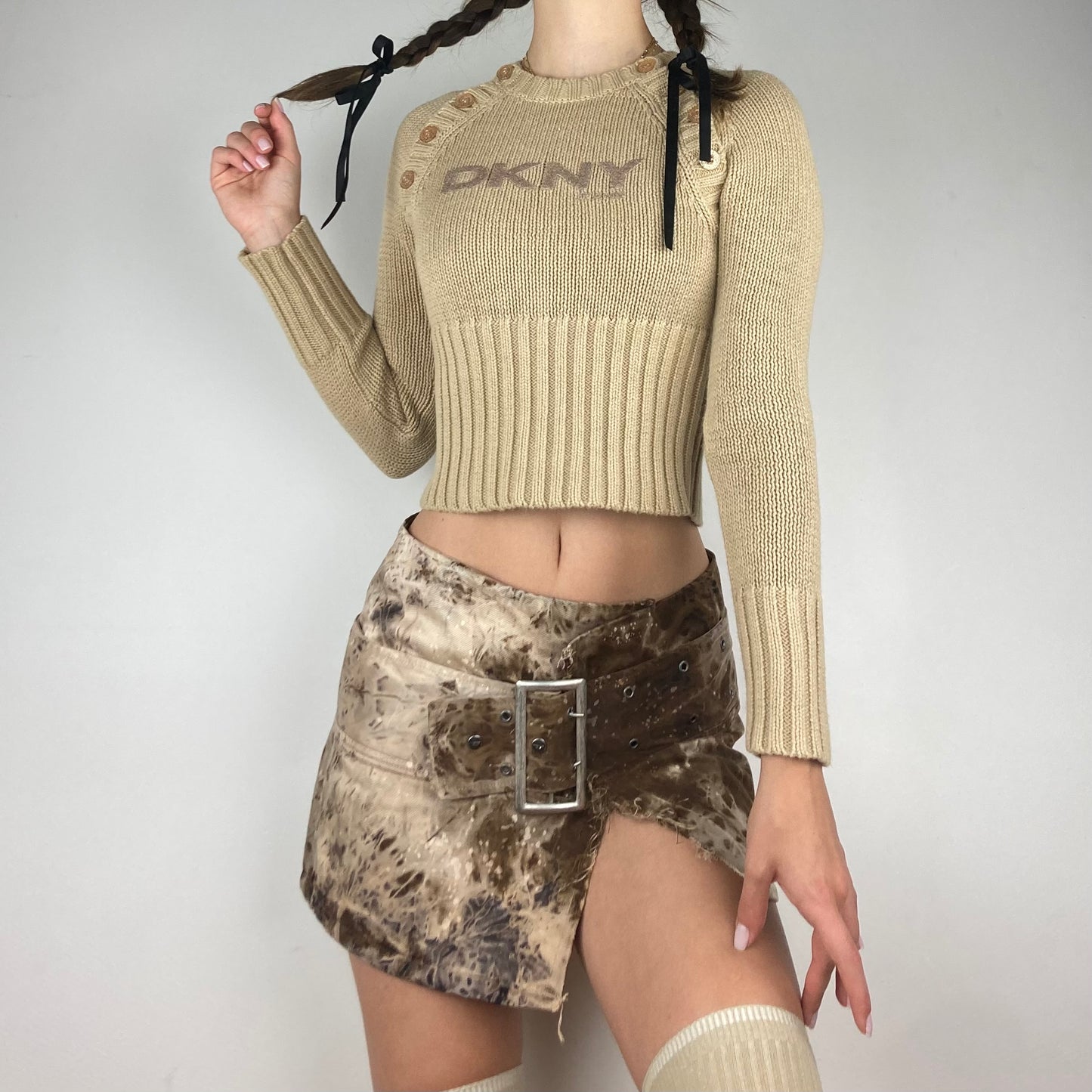 DKNY Cropped Ribbed Knit