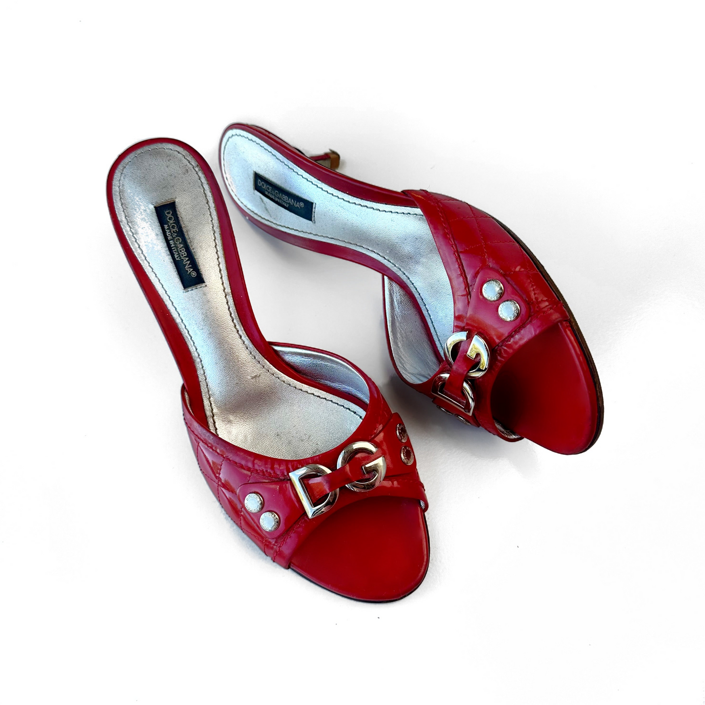 Dolce & Gabbana Red Leather Kitten Heels