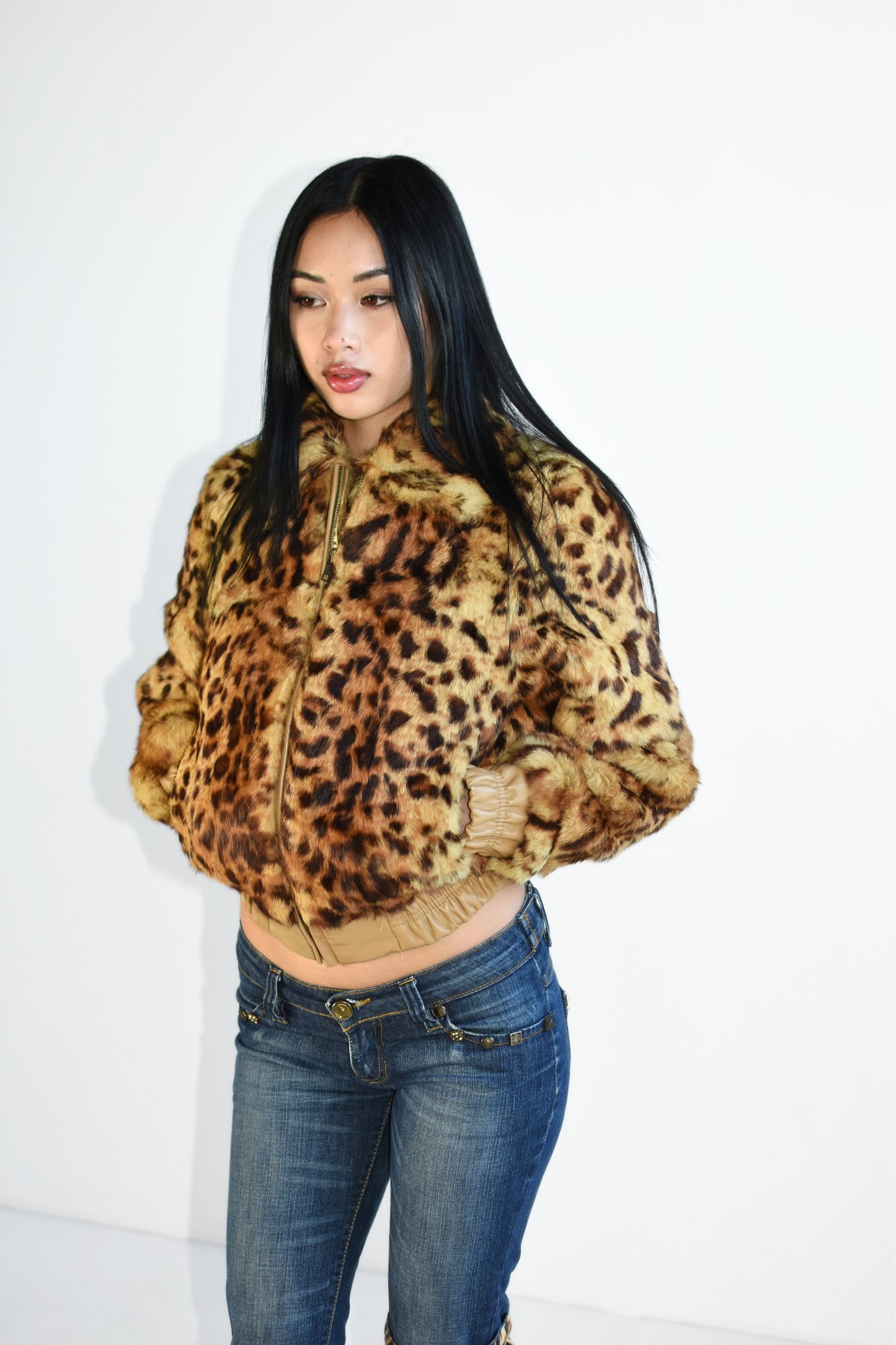 Genuine Fur Leopard Print Jacket