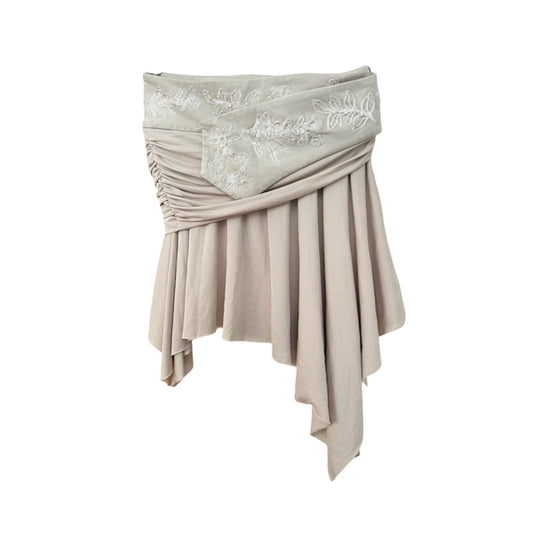 Drapey Beaded Wrap Midi Skirt