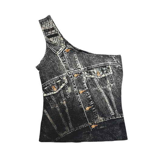 Burberry Denim Print One Shoulder Tank