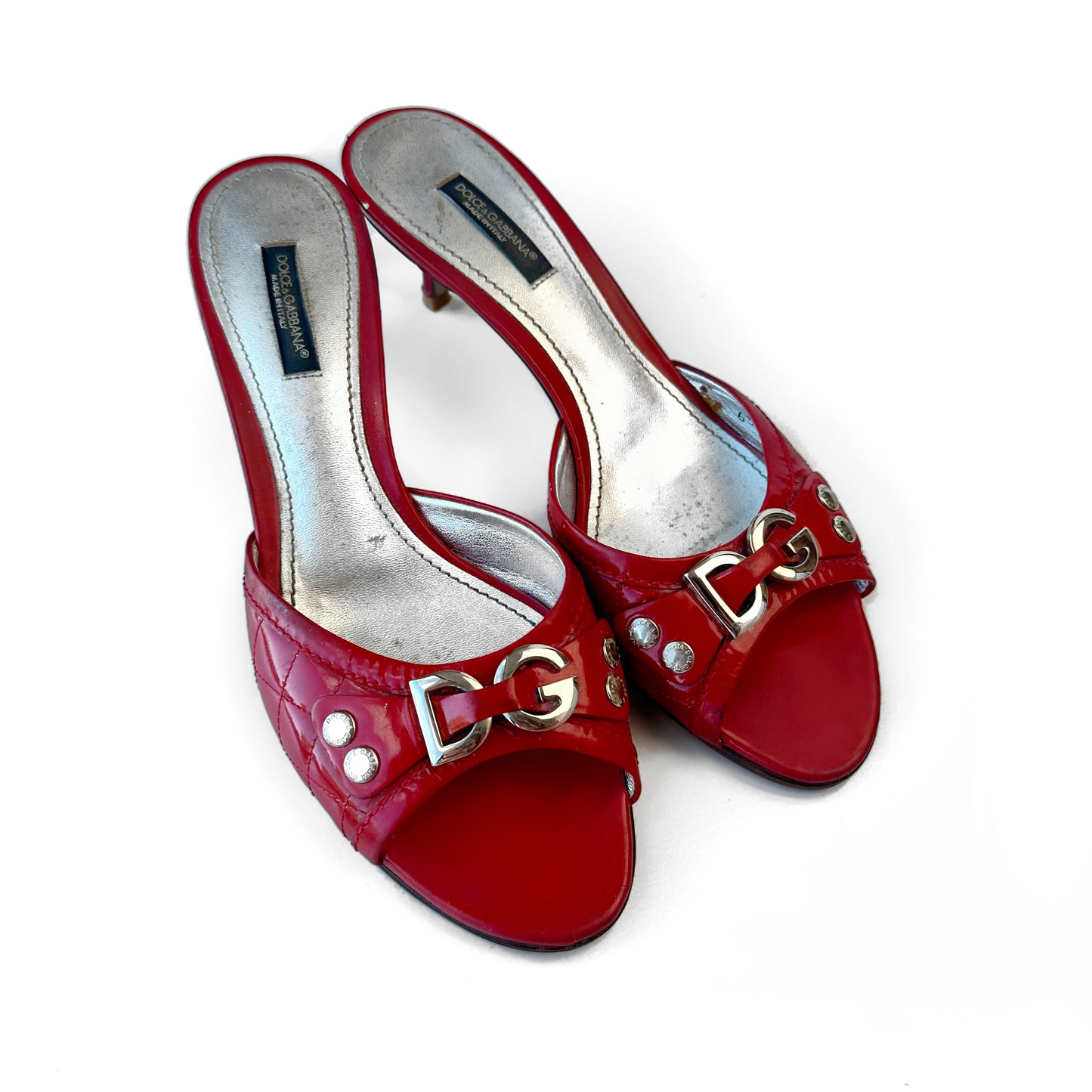 Dolce & Gabbana Red Leather Kitten Heels
